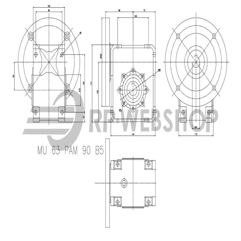 SITI  MU 63 20/1 PAM24/200 Uitgaande holle as d 25H7 Montage pos. standaard conform documentatie