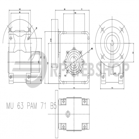 SITI  MU 63 80/1 PAM14/160 Uitgaande holle as d 25H7 Montage pos. standaard conform documentatie