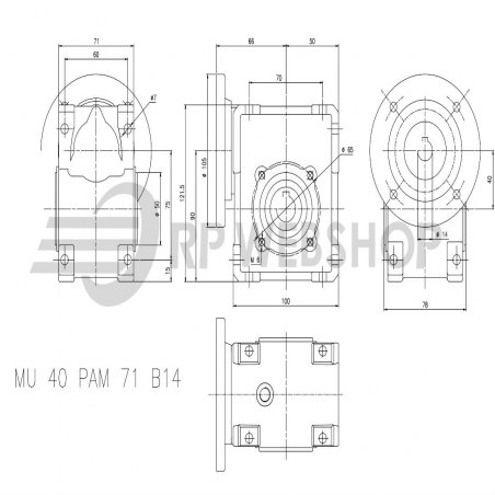 SITI  MU 40 25/1 PAM14/105 Uitgaande holle as d 18H7