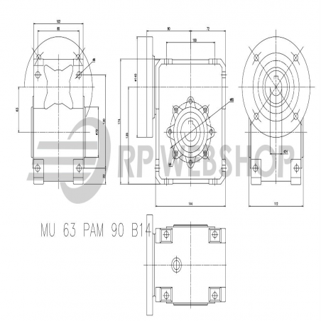 SITI  MU 63 25/1 PAM24/140 Uitgaande holle as d 25H7 Montage pos. standaard conform documentatie