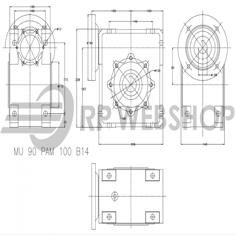 SITI  MU 90 40/1 PAM28/160 Uitgaande holle as d 35H7 Montage pos. standaard conform documentatie