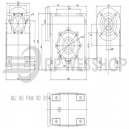 SITI  MU 90 60/1 PAM24/140 Uitgaande holle as d 35H7 Montage pos. standaard conform documentatie