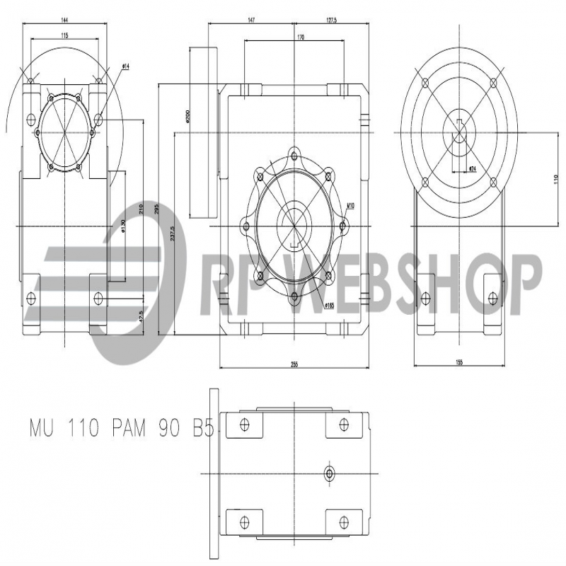 SITI  MU 110 70/1 PAM24/200 Uitgaande holle as d 42H7 Montage pos. standaard conform documentatie