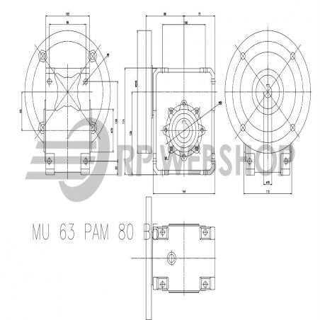 SITI  MU 63 70/1 PAM19/200 Uitgaande holle as d 25H7 Montage pos. standaard conform documentatie