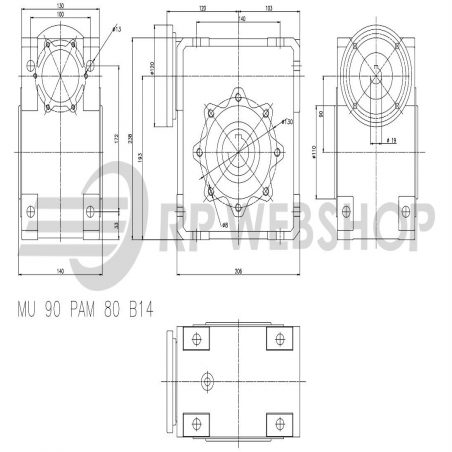 SITI  MU 90 60/1 PAM19/120 Uitgaande holle as d 35H7 Montage pos. standaard conform documentatie