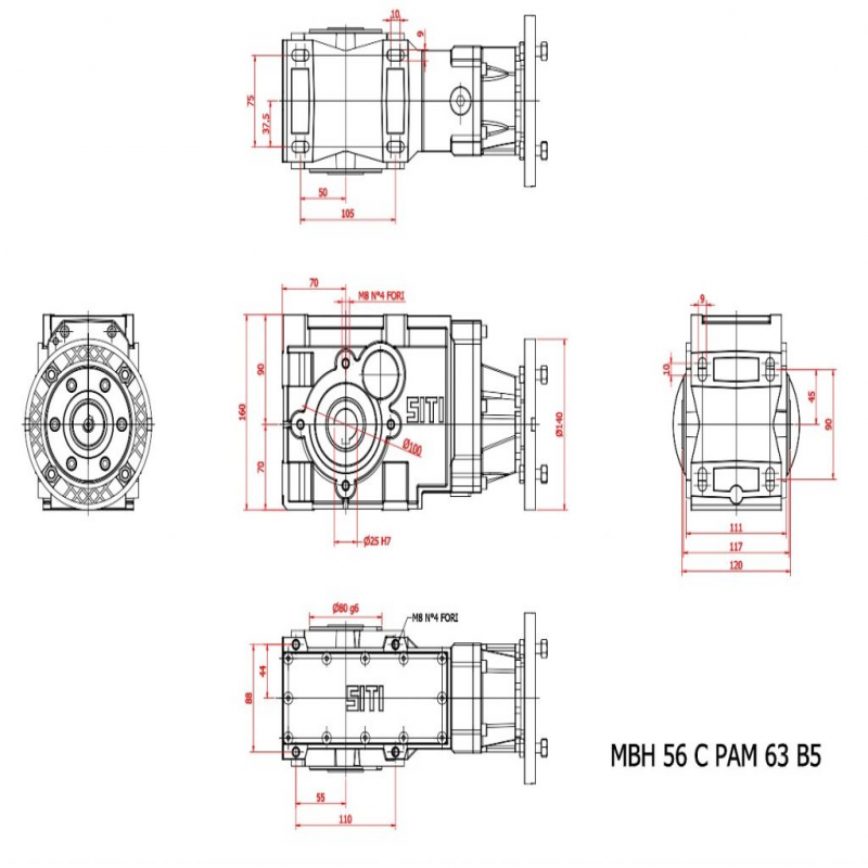 MBH  56 C  51.85 (IEC63B5) ratio 51.85