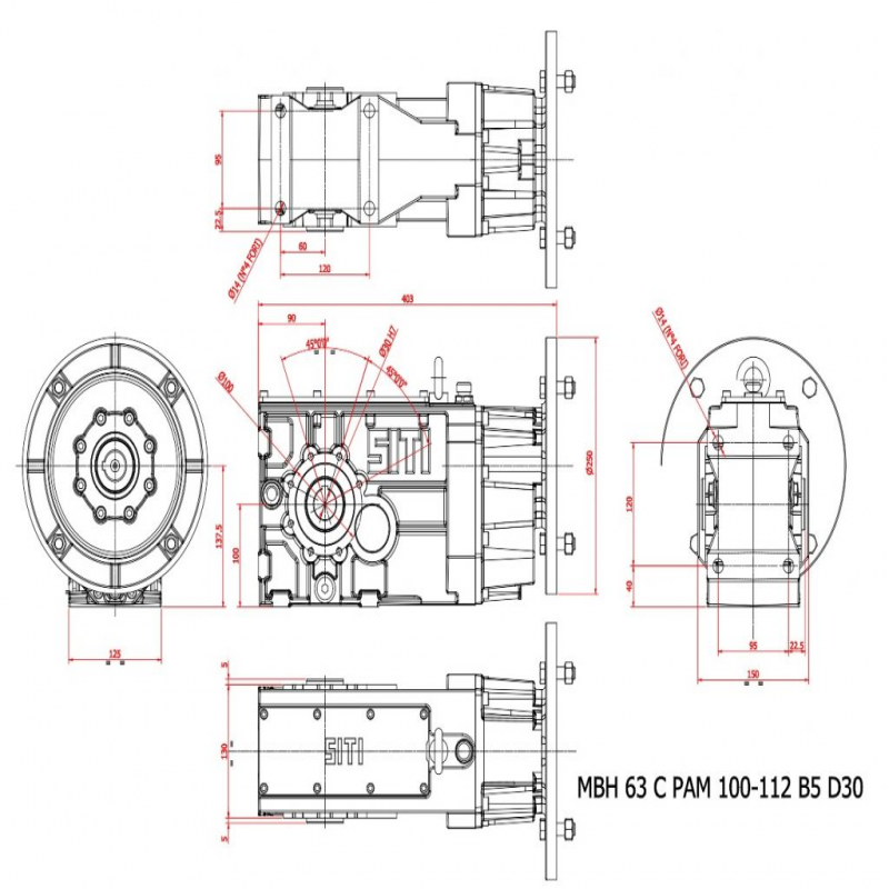 MBH  63 C  19.54  (IEC100/112B5) 19.54 ratio