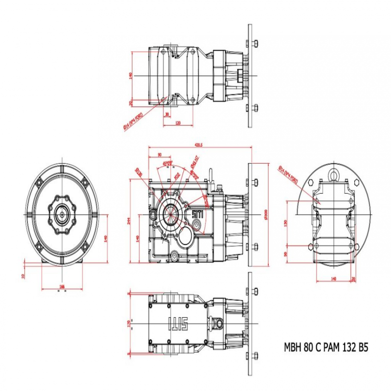 MBH  80 C  14.51  (IEC132B5) 14.51 ratio