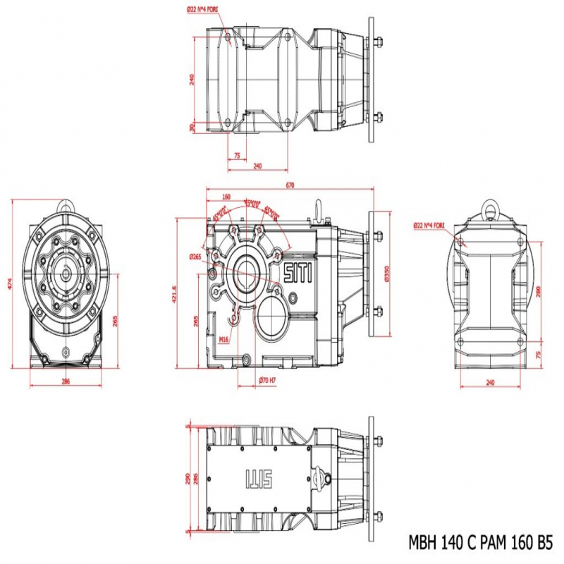 MBH 140 C  20.96   (IEC160B5) Ratio 20.96